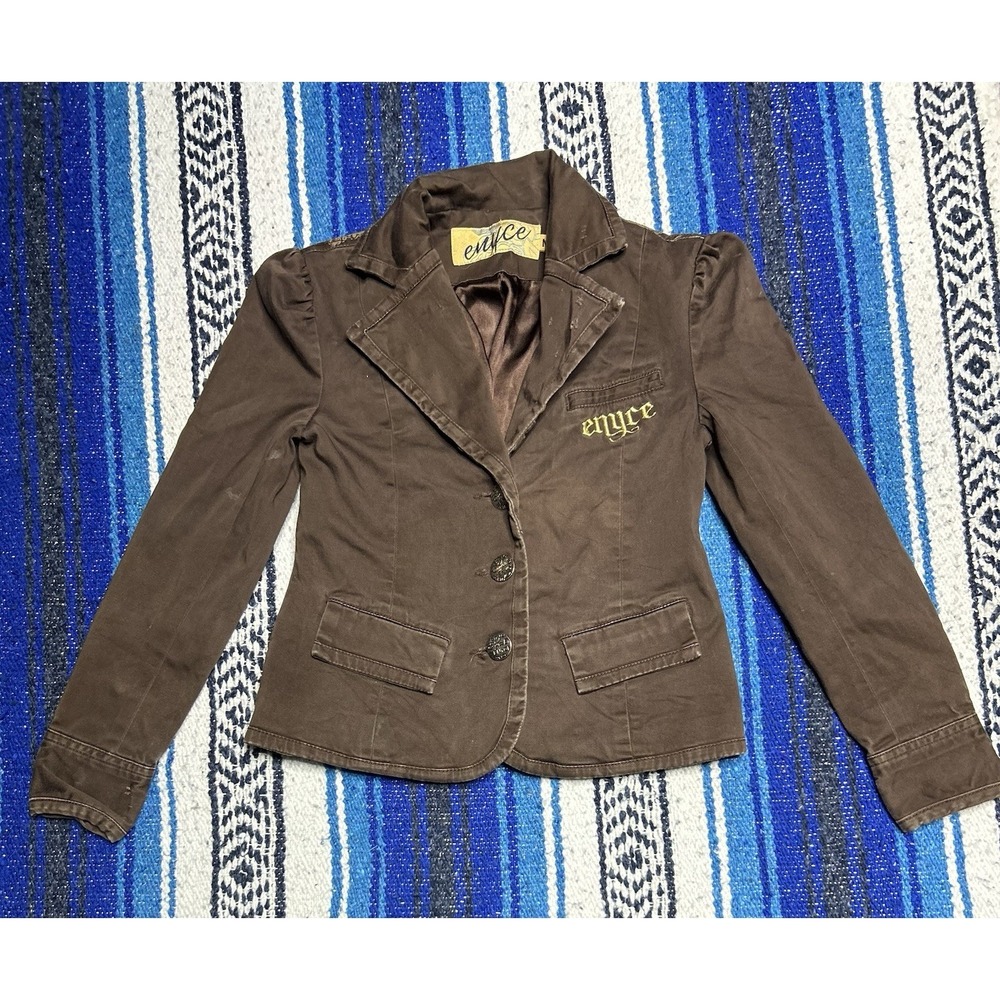Vintage Y2K Enyce Blazer Jacket Toddler Girls Youth Medium Brown Cyber Grunge